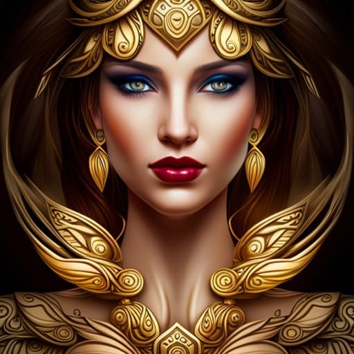 Mystic Warrior Portrait with Fractal Iridescence