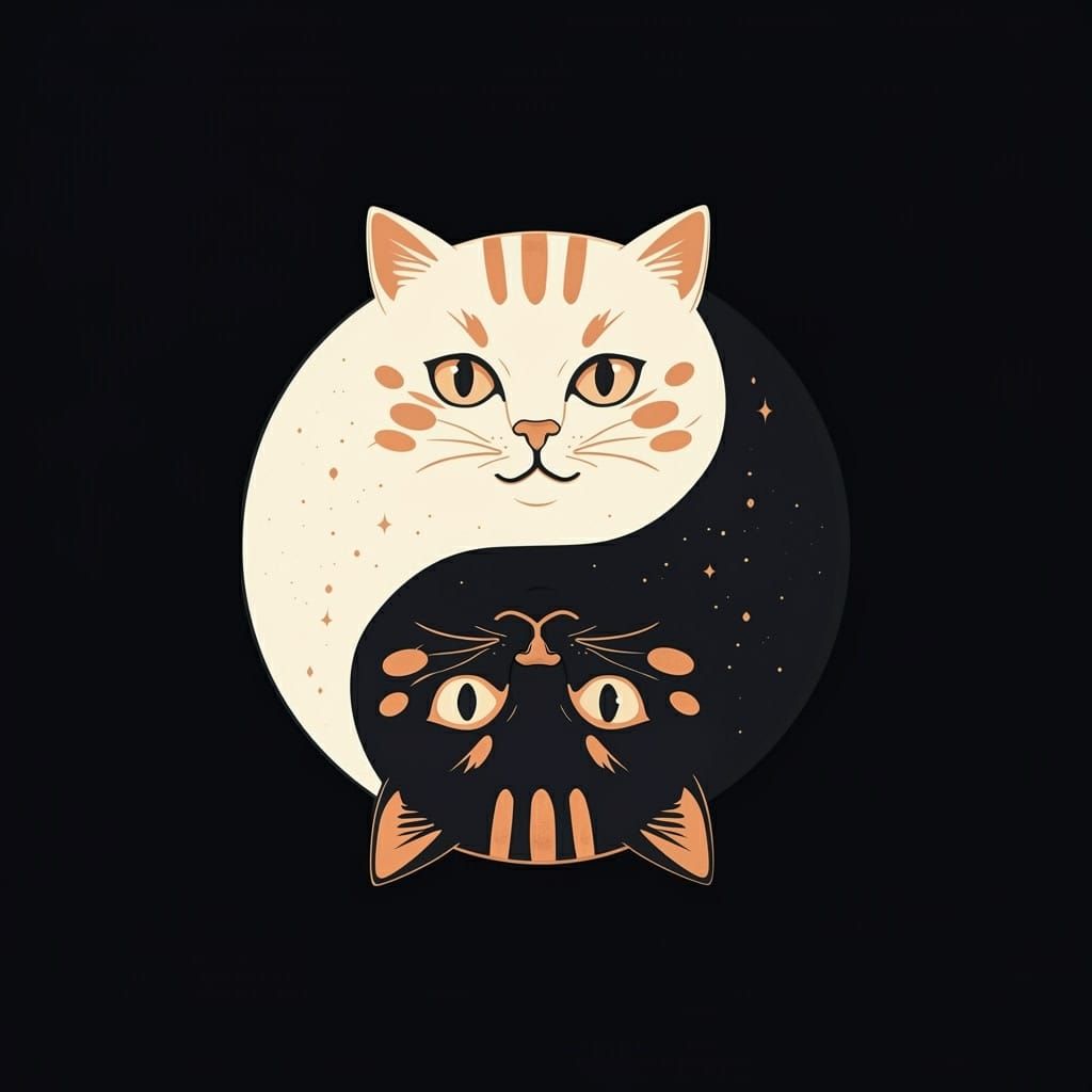 Feline Balance in Yin-Yang Harmony