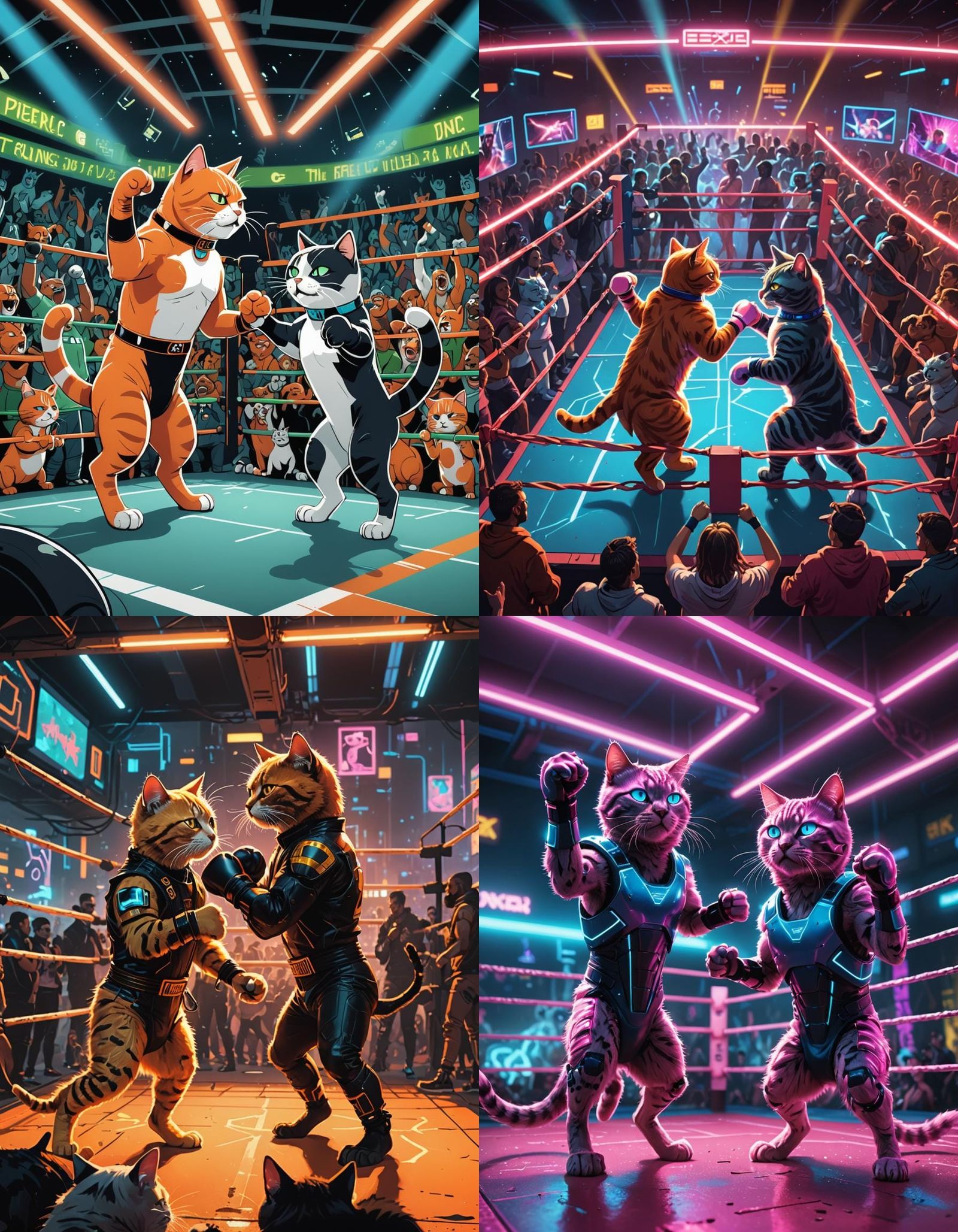 Cats Boxing in Futuristic 2050 Arena