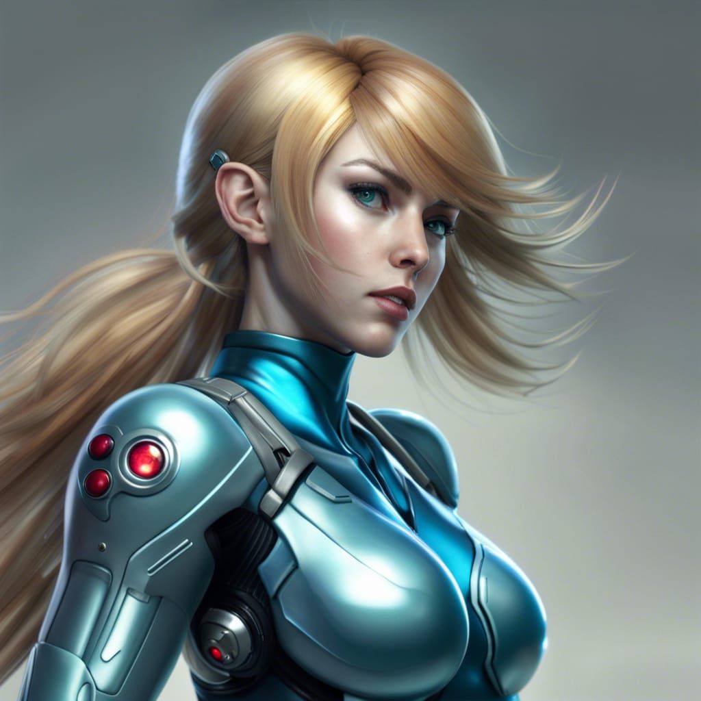 Hyperrealistic Zero Suit Samus Aran Portrait