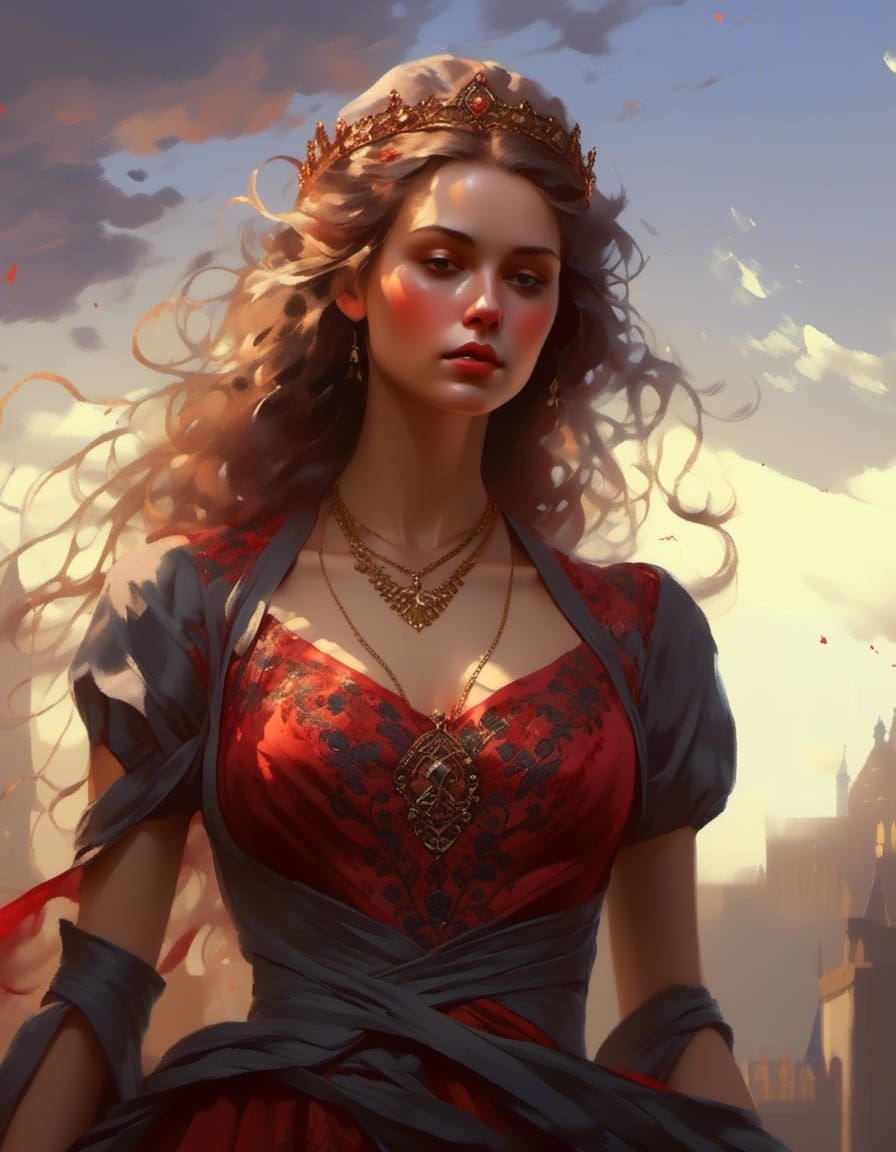 Medieval Lady Portrait in Hyperdetailed Digital Art