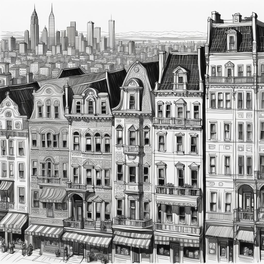 Detailed Architectural Doodle of Southern City