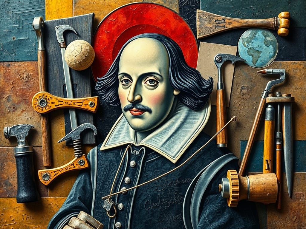 Tools of the Bard in Vibrant Knolling Style