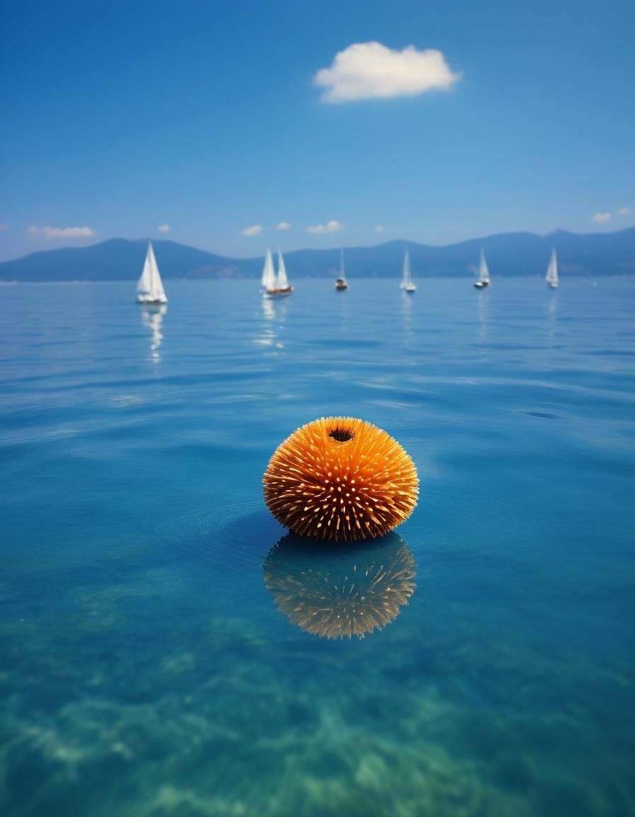 Sea Urchin and Sailboat on a Sunny Day