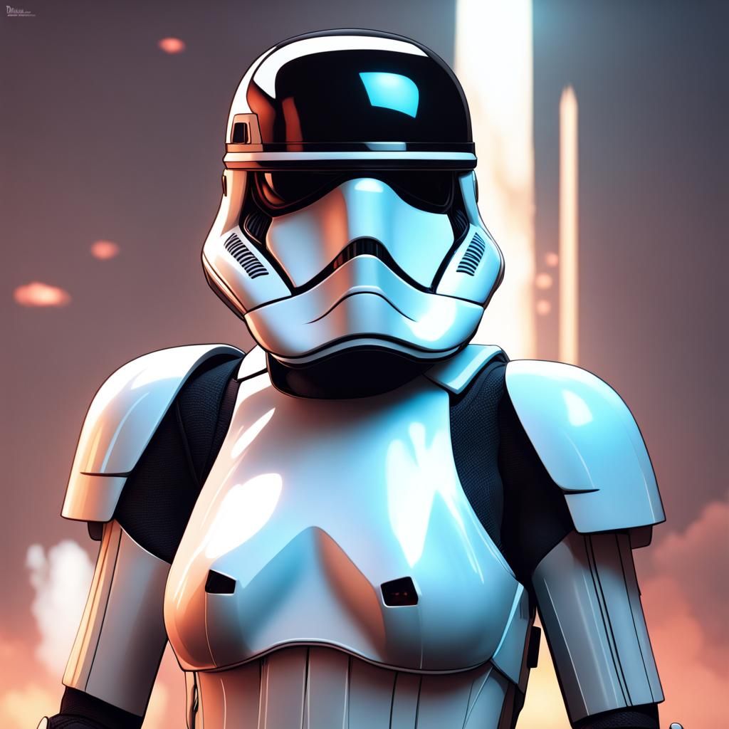 Female Stormtrooper Portrait in Hyperdetailed Concept Art