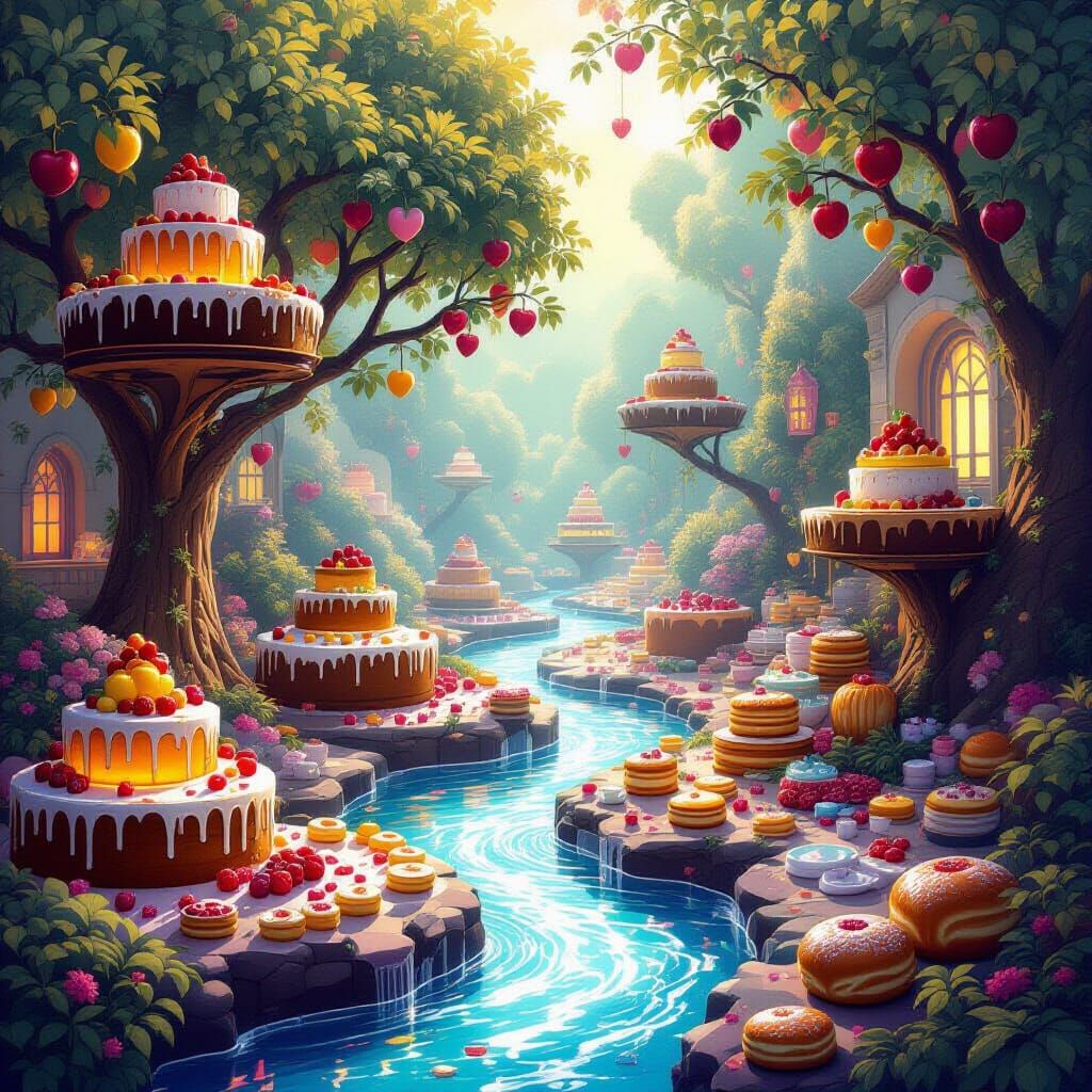 Enchanted Food Room: Surreal Digital Art