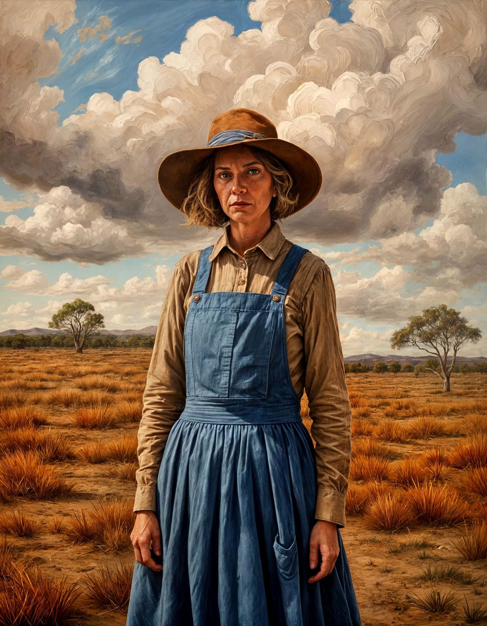 Desolate Red Field Portrait in Drysdale Style