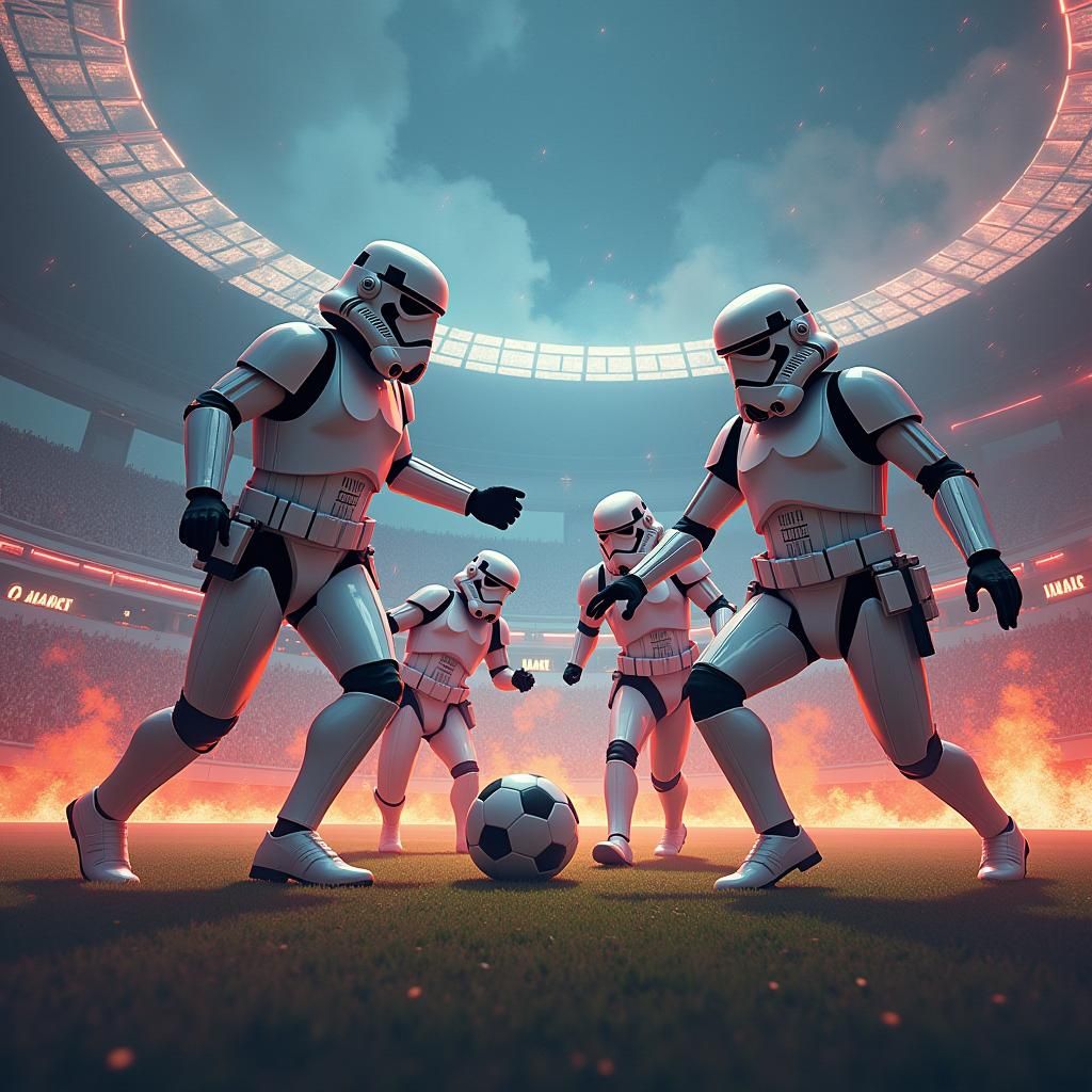 Stormtroopers Play Soccer in Dystopian Future