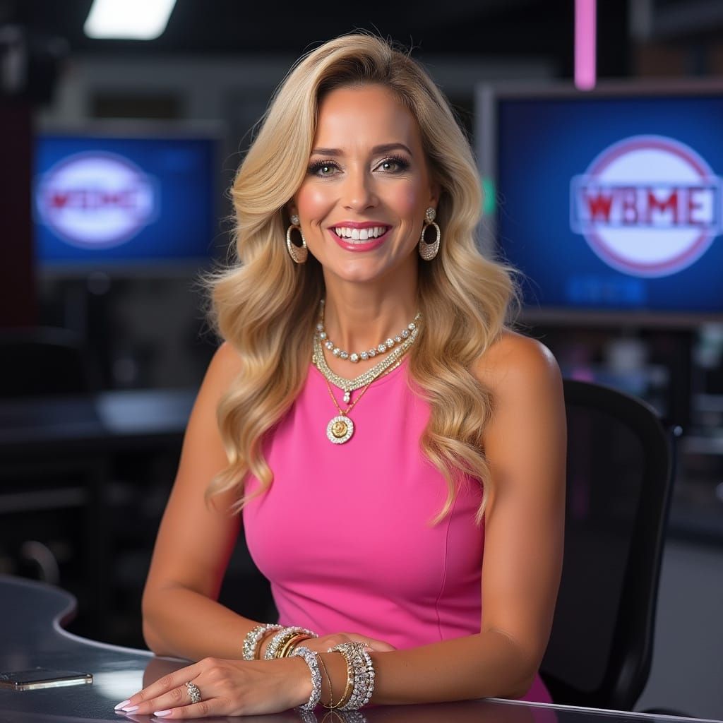 Elegant Guatemalan News Anchor in TV Studio