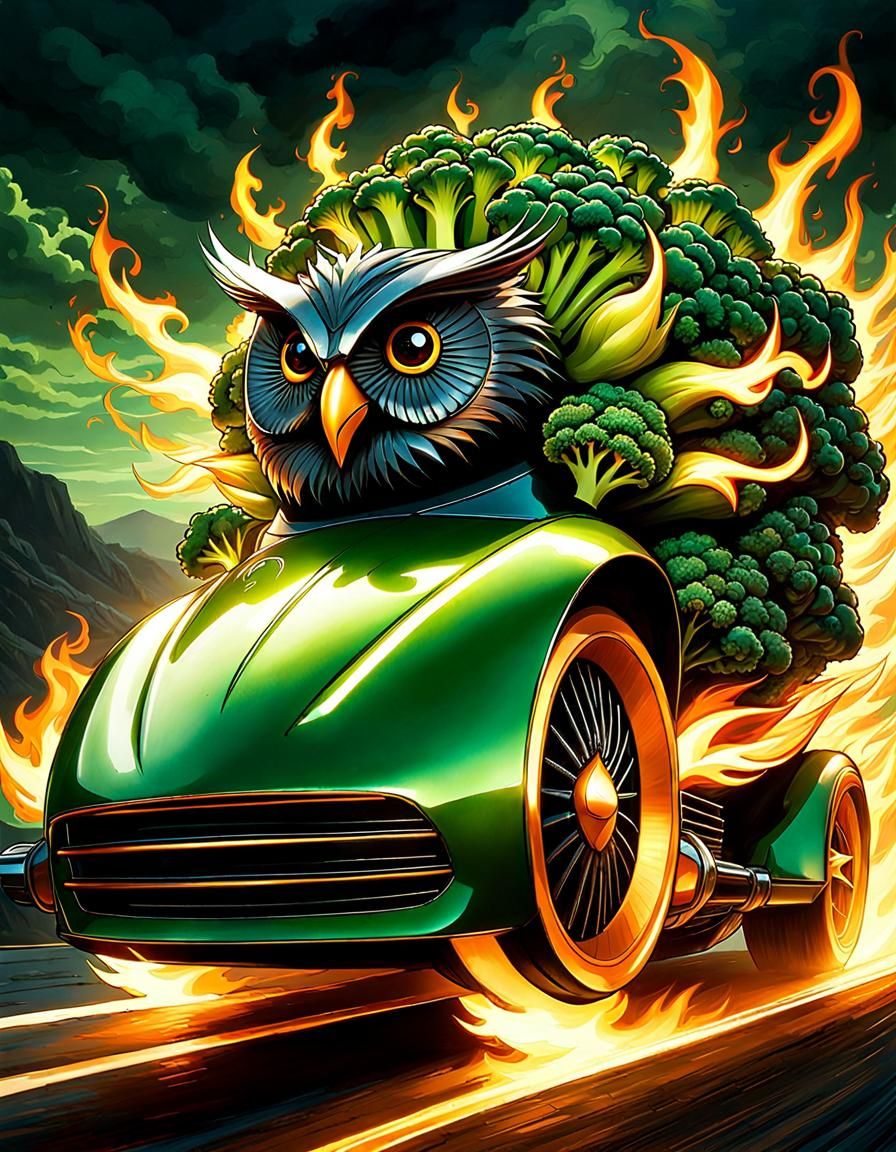 Broccoli Owl Race Car 🏎️🦉🥦
