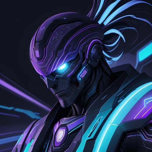 Futuristic Metallic Head in Surrealist Oil Painting