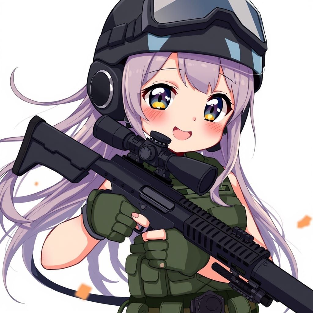 Anime-Style Woman with Sniper Rifle
