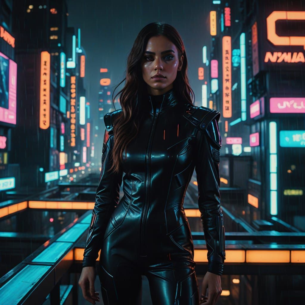 Cyberpunk Goddess Dominates Neon-Lit Cityscape in Cinematic ...