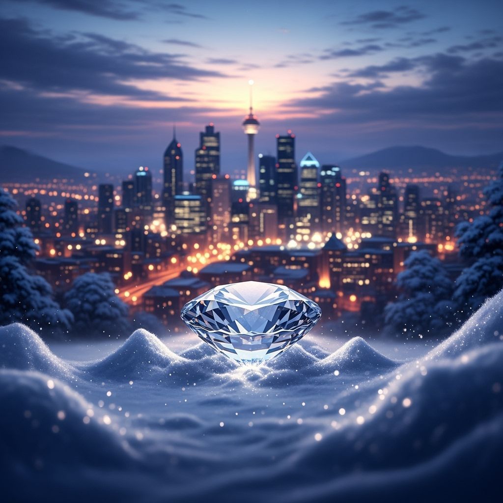 Luxury Crystal Gemstone in Australian Twilight Cityscape