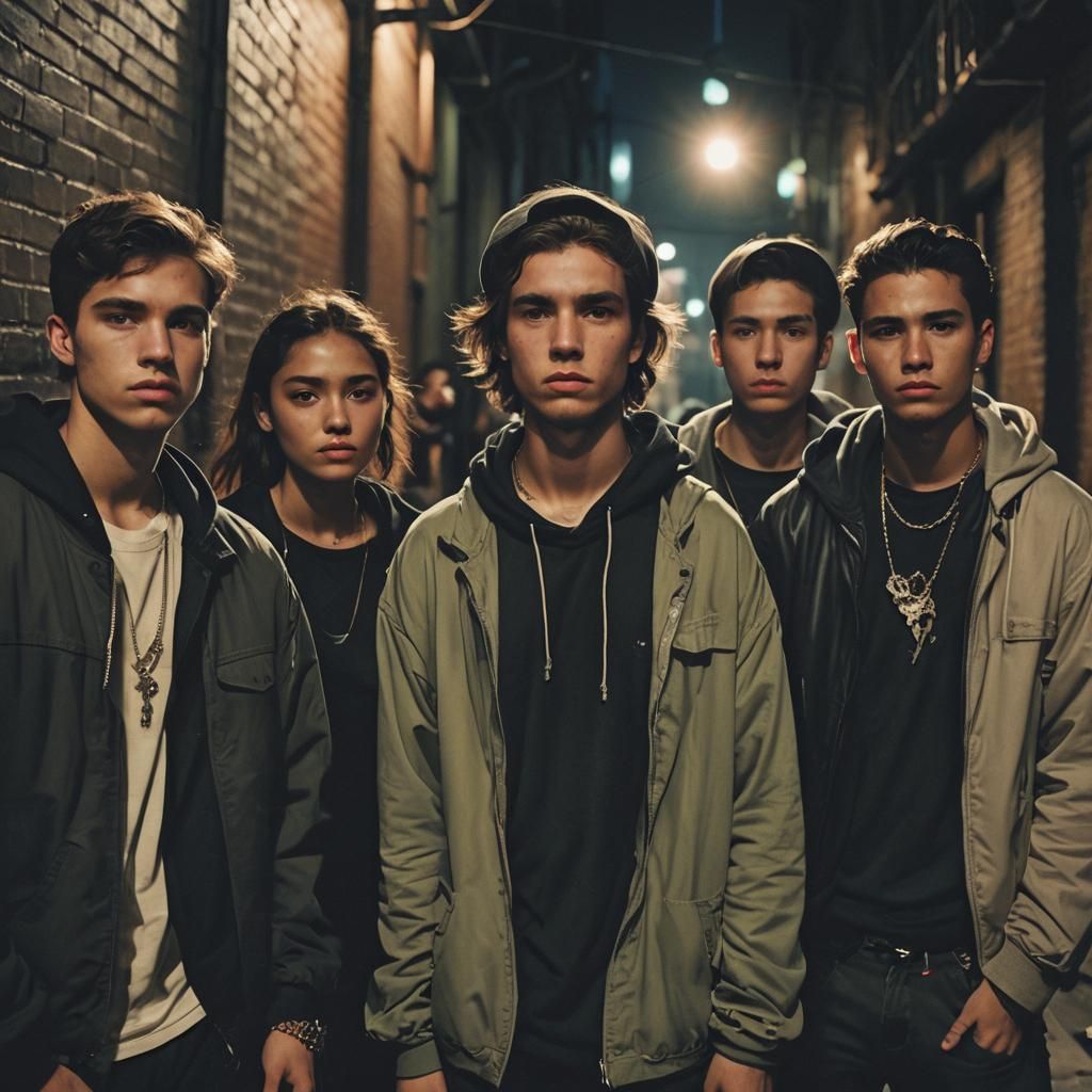 Gritty Urban Youth in Cinematic Film Still