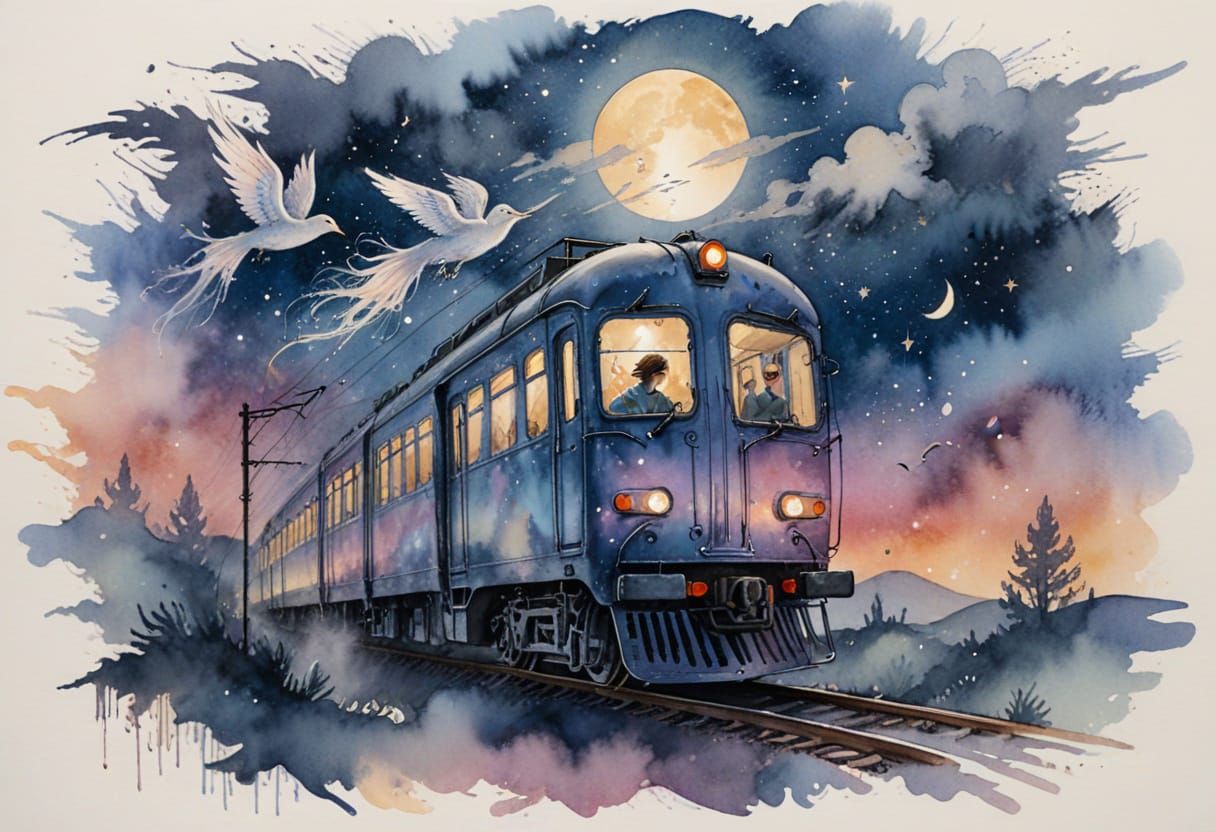 Moonshadow Rides Peace Train in Watercolour