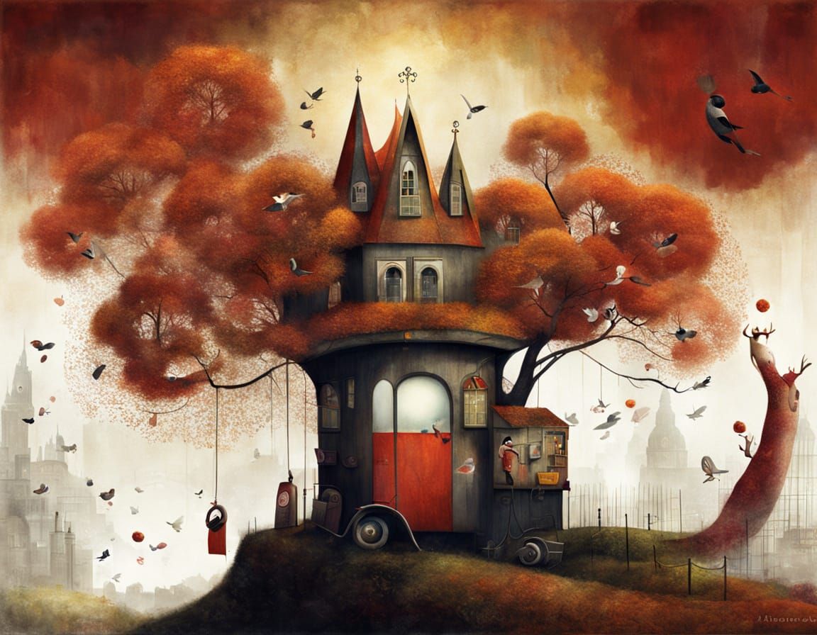 Vibrant Fantasy Landscape Inspired by Master Artists