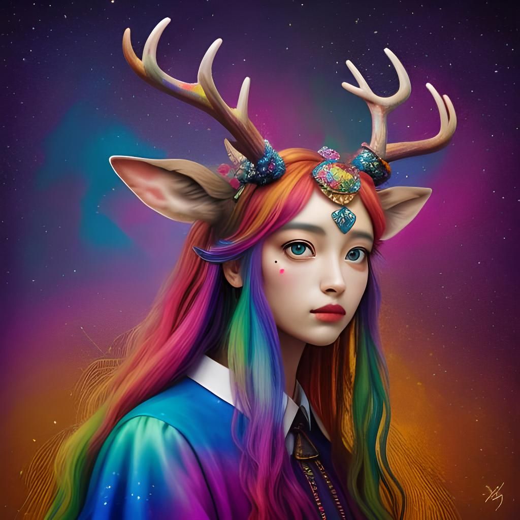 Girl with deer antlers v2