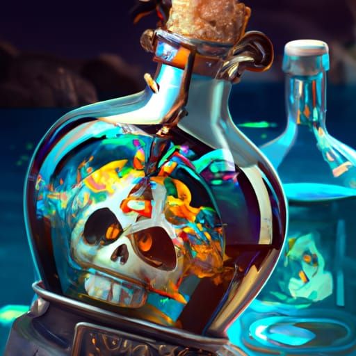 Poison Bottle with Skull: Detailed Matte Painting