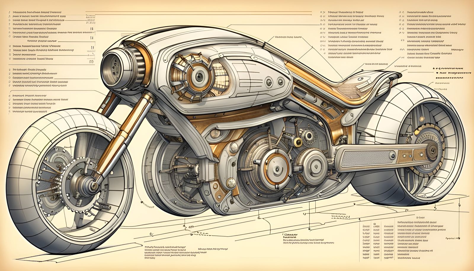 Futuristic Motorcycle: Detailed Technical Blueprint