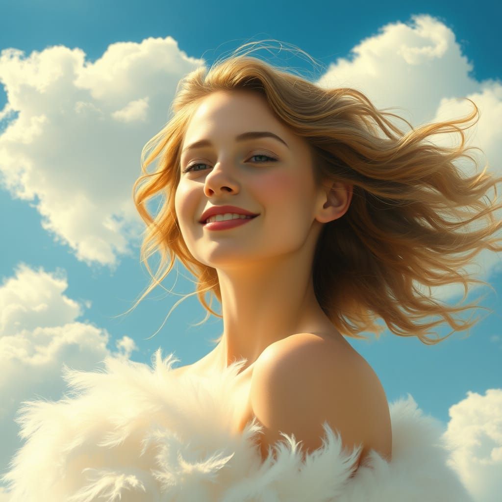 Serene Cloud Maiden with Warm Smile