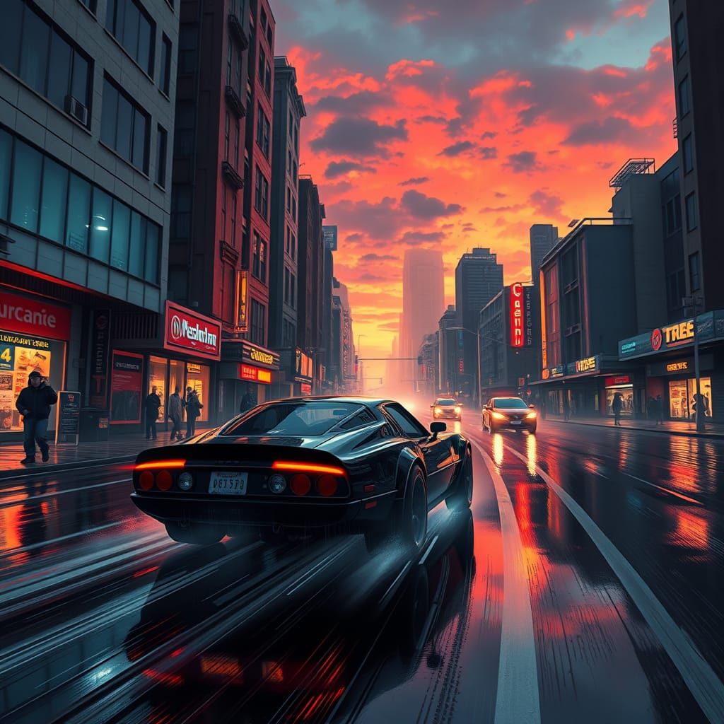 Cyberpunk Cityscape at Dusk