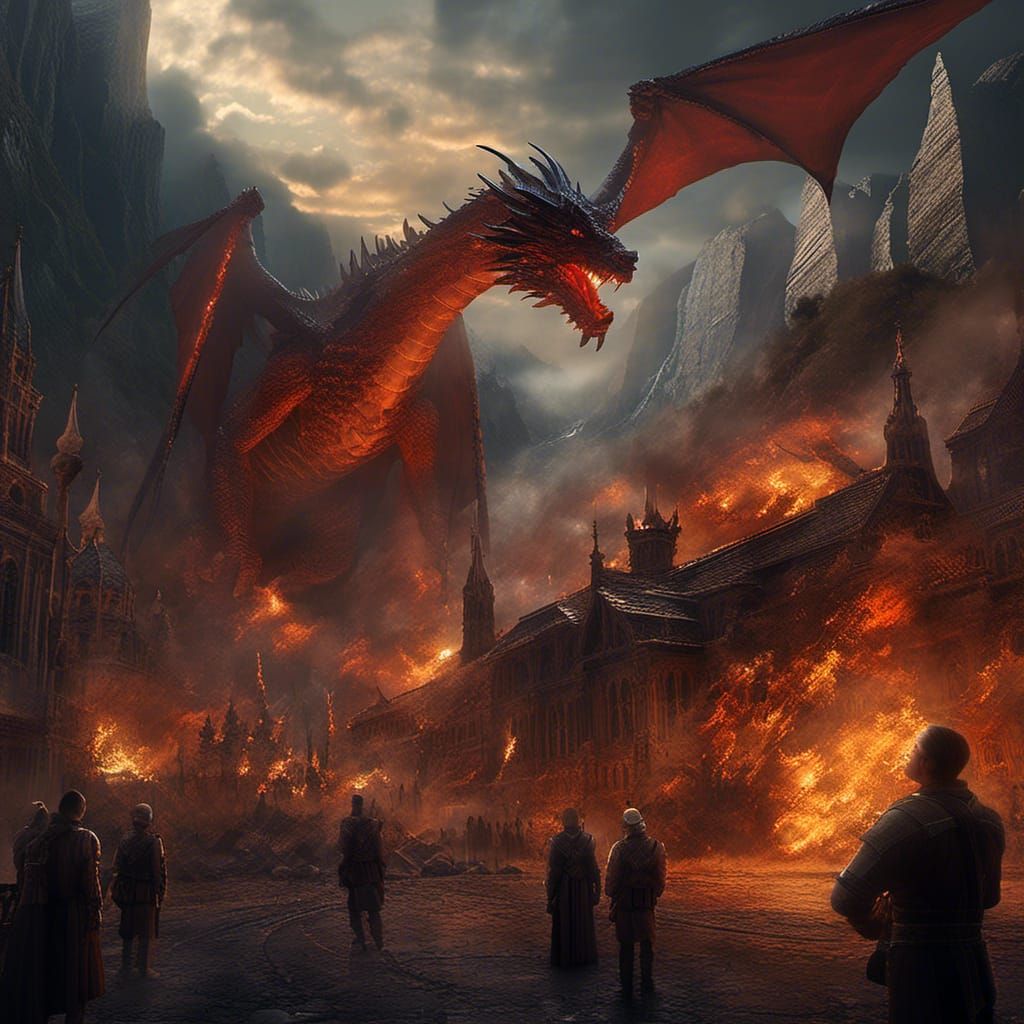 Fiery Dragon in Epic Digital Painting
