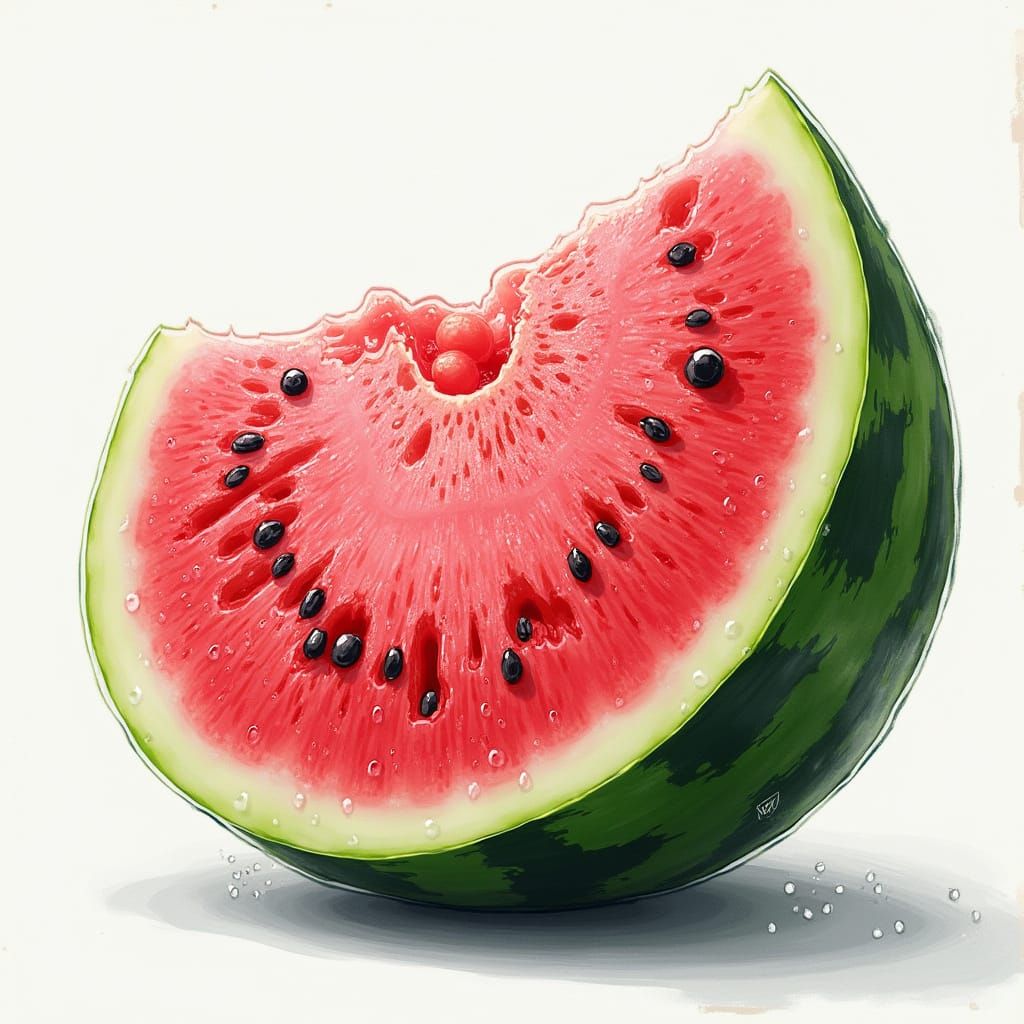 Vibrant Watermelon Still Life in Realistic Style