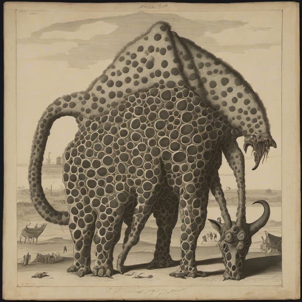 Surreal Deformed Giraffe with Oversized Head