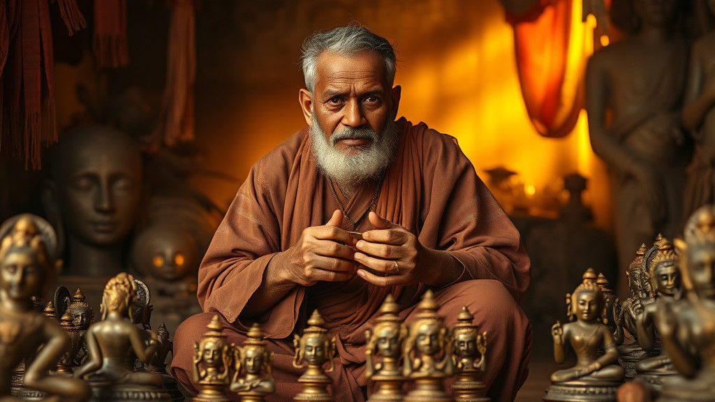 Indian Craftsman Weaving Art in Nostalgic Light