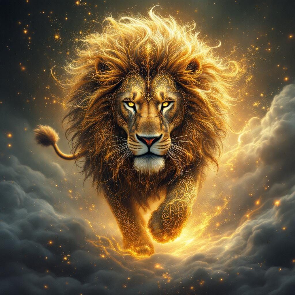 Majestic Lion in Dreamscape, Visionary Digital Art