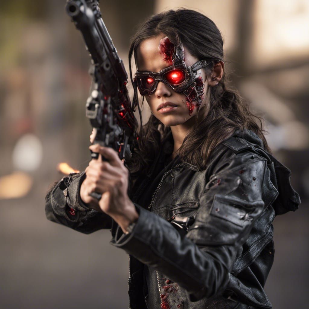 Battle Damaged Android Fires Shotgun