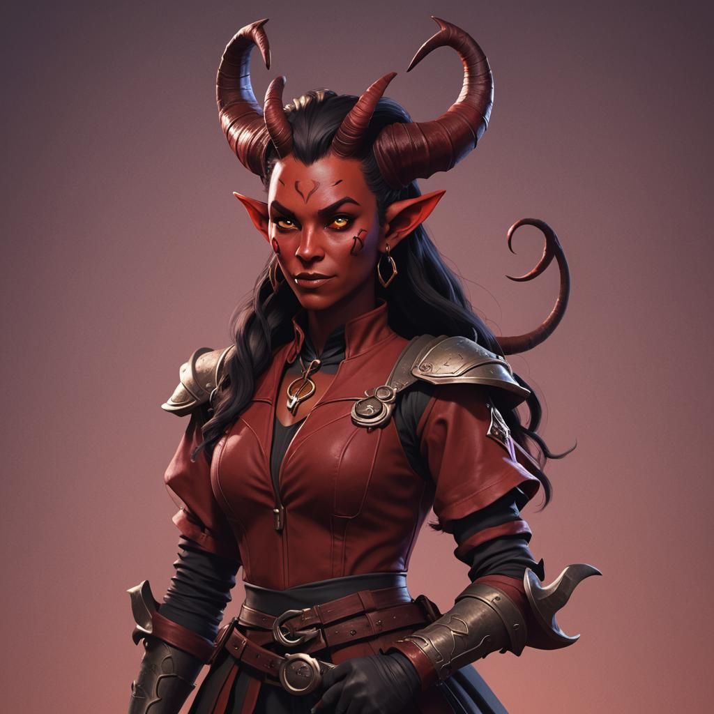 Tiefling Paladin Librarian in Pixar Style