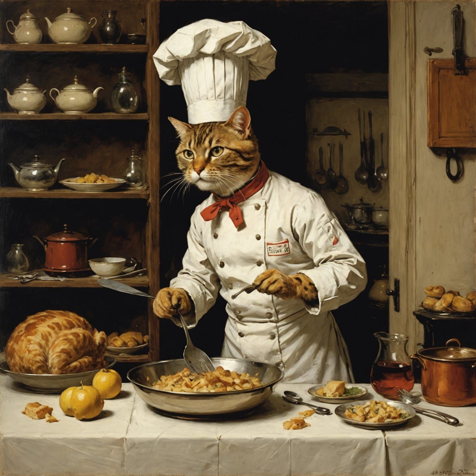 Cat Chef Storybook Illustration in Furry Art Style