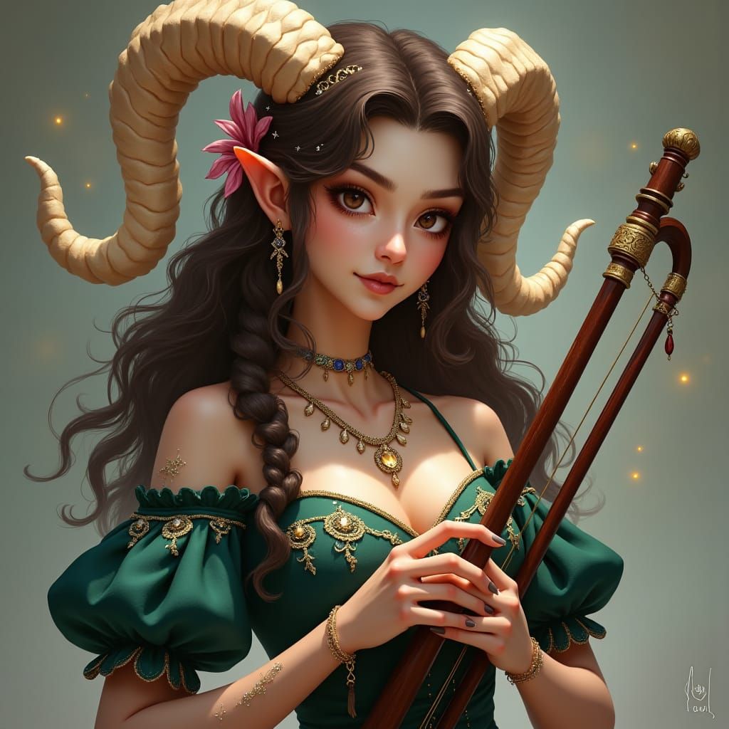 Fantasy Satyr Bard with Pan Pipes Digital Art