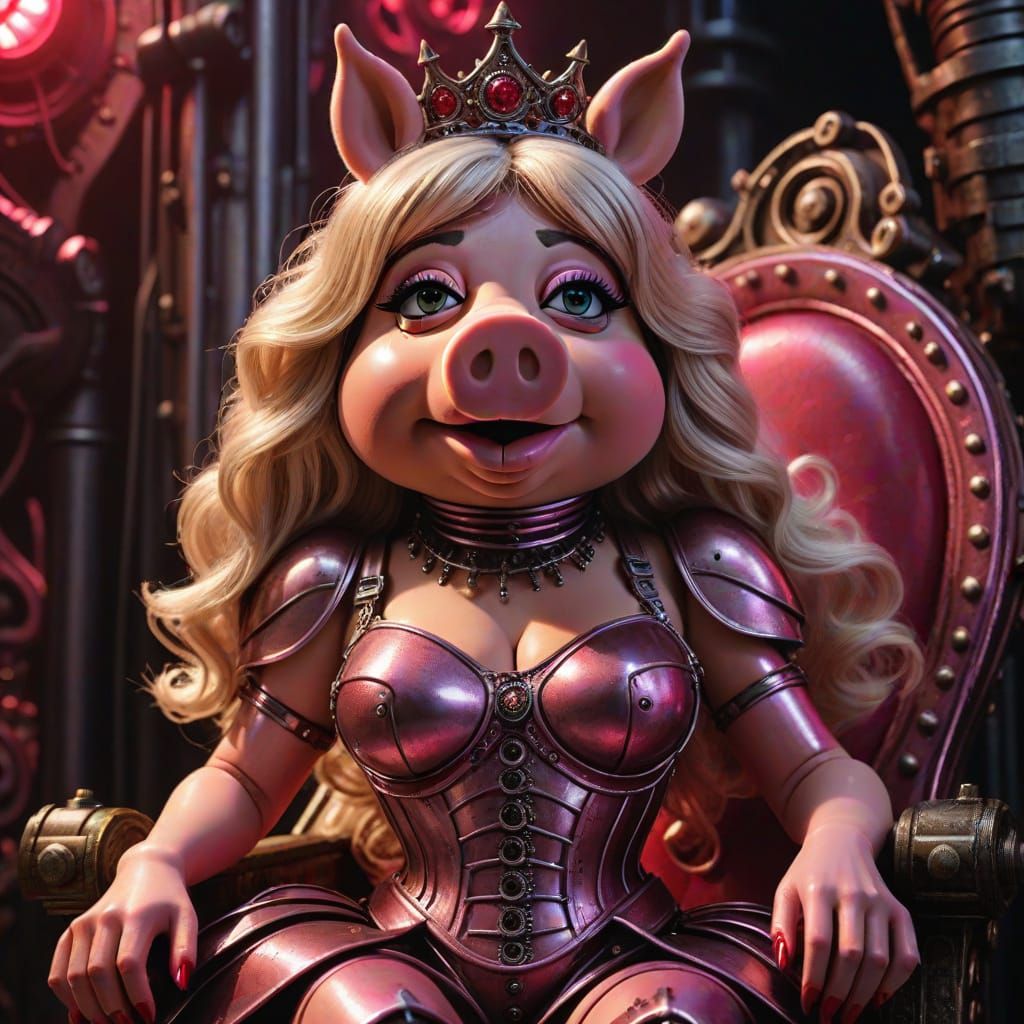 Miss Piggy Throne in Dark Surreal Biomechanical Art