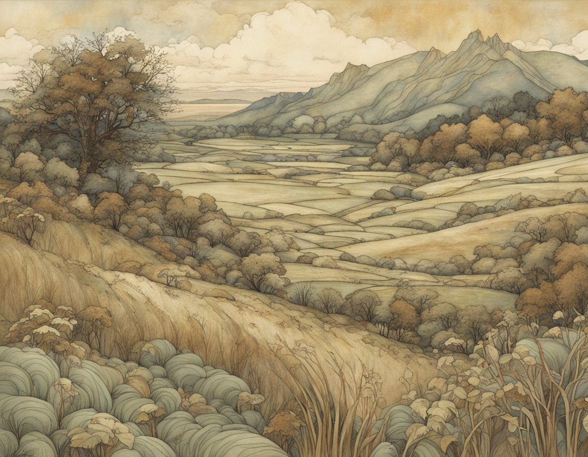 Whimsical Landscape in Gentle Earth Tones