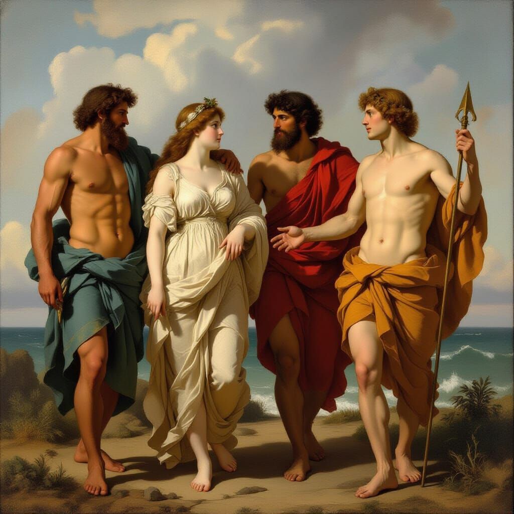 The Four Winds of Greek Mythology in Baroque Style