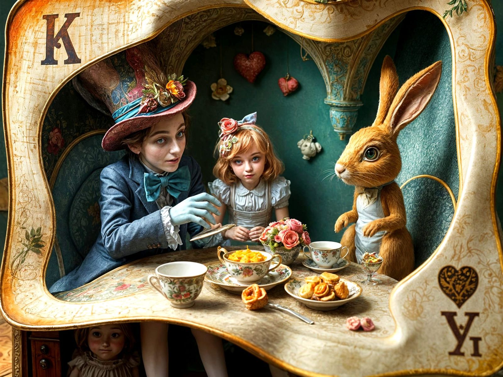 Alice in Wonderland Tea Party in 3D Pixar Style