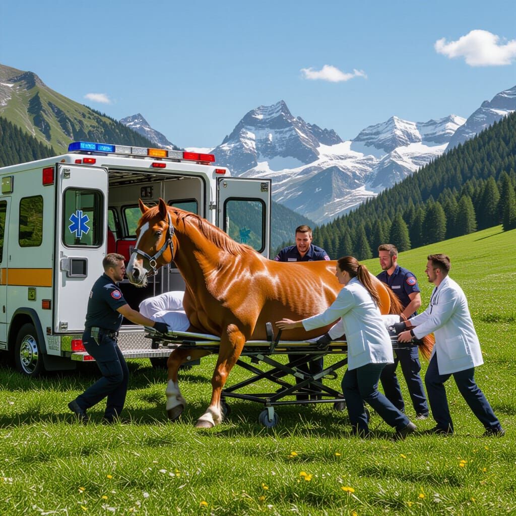 Dramatic Alpine Rescue of Swollen Orange Horse