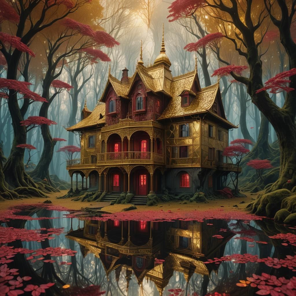 Mystical Forest House of Mirrors and Ruby Beads