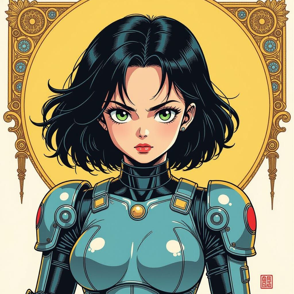 Battle Angel Alita in Ink Drawing Style