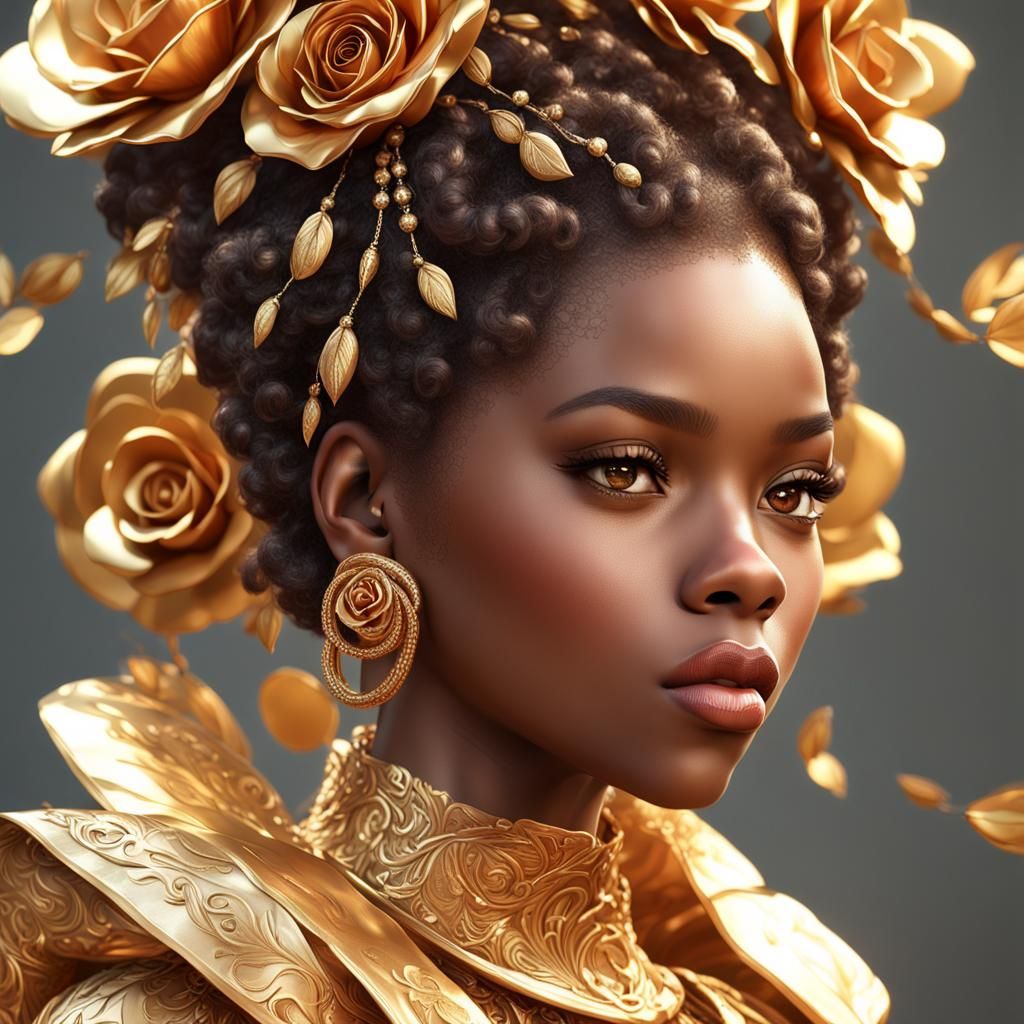 Anime Portrait of Woman with Golden Hoops
