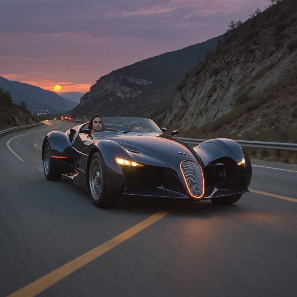 Vampire in Supercar: Expressionist Futurism at Dusk