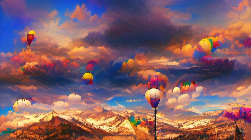 Hot Air Balloons Over the Rocky Mountains