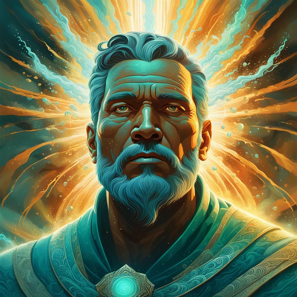 Divine Power Descending: Ethereal Splash Art in Gold and Tea...