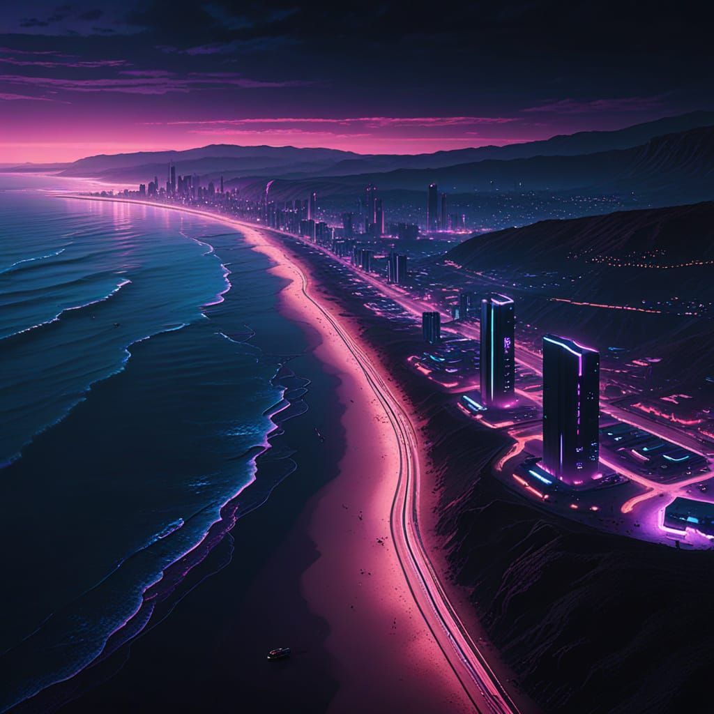 Cyberpunk Dusk on Compton Bay