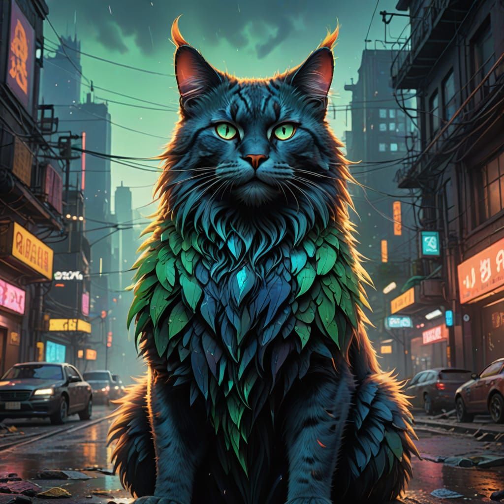 Regal Feline Figure in Fantasy Concept Art Style