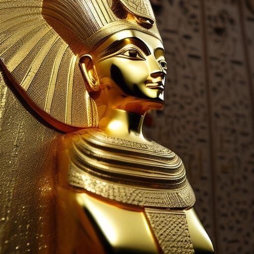 Golden Pharaoh Statue in Ancient Egypt