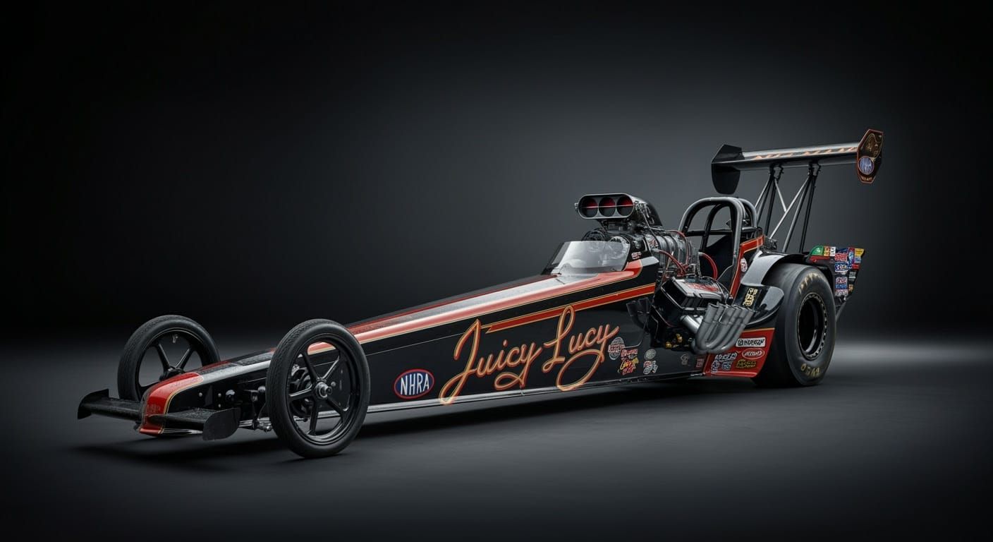Retro-Futuristic Dragster Inspired by WW2 British Industry